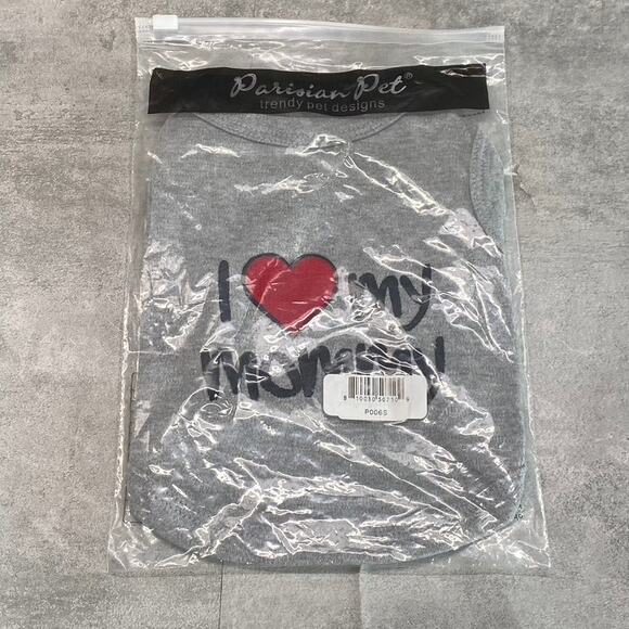 PARISIAN PET Gray 'I Love My Mommy' Embroidered Dog T-Shirt SZ S - Picture 1 of 7